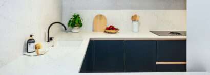 CRL Quartz Statuario Bianco kitchen worksurface and splash back