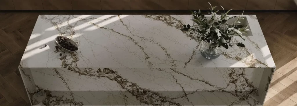 What is Quartz Worktop Made Of? - image of marble effect quartz