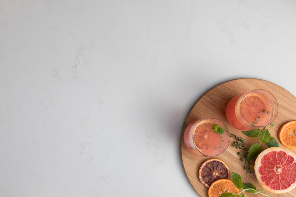 delicate smoky grey veining inspired by classic Carrara marble - low silica quartz