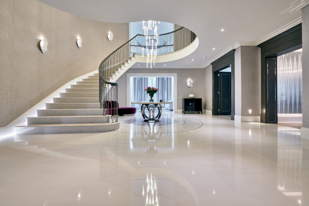 Using marble-inspired quartz on floor & staircase - CRL Quartz Verona